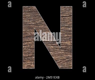 Lettre majuscule N de l'alphabet - texture rustique du cortex de l'arbre Banque D'Images
