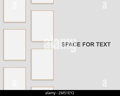 Ensemble de plusieurs cadres photo réalistes maquette. Portrait A4 cadre en bois maquette suspendu sur un mur blanc. Maquette simple et moderne de cadre de galerie d'affiches Banque D'Images