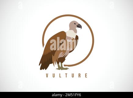 Oiseau vautour dans un cercle. Illustration vectorielle de modèle de conception de logo d'oiseau vulve Illustration de Vecteur