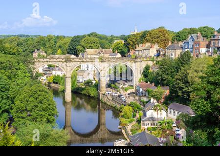 Viaduc de Knaresborough au-dessus de la rivière Nidd Knaresborough North Yorkshire Angleterre GB Europe Banque D'Images