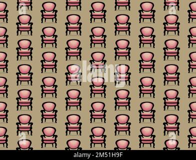 Fauteuils de style rétro avec motif 2D vecteurs sans couture Illustration de Vecteur