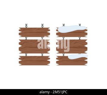 Enseignes en bois, logo en bois. Texture naturelle. Affiche l'emplacement de vos messages. Bois vieux planches été et hiver panneau couvert. Illustration de Vecteur