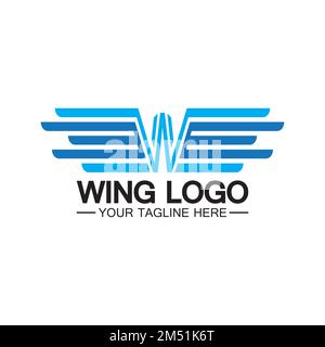 Lettre W pour logo des ailes, combinaison avec lettre et ailes Illustration de Vecteur