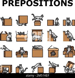 prépositionnement des icônes de langue anglaise définir le vecteur Illustration de Vecteur