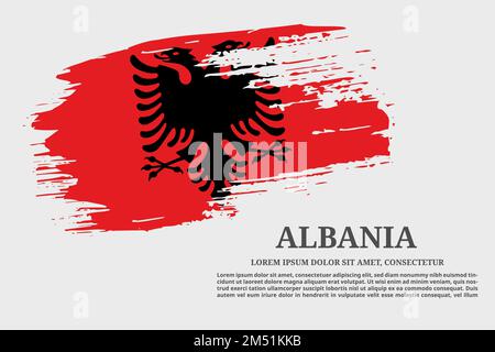 Albanie drapeau grunge pinceau et poster texte, vecteur Illustration de Vecteur