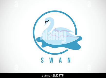 Cygne en cercle. Illustration vectorielle du modèle de conception du logo Swan Illustration de Vecteur