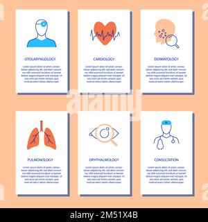 Modèles de bannière médicale avec emplacement pour le texte. Cardiologie, dermatologie et autres spécialités. Santé et médecine. Illustration vectorielle. Illustration de Vecteur