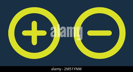 Symboles plus et moins. Symbole mathématique de base. isolé Illustration de Vecteur