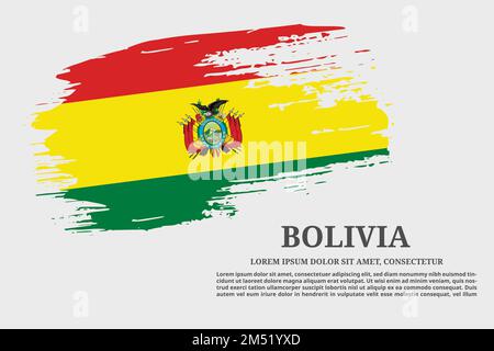 Bolivie drapeau grunge pinceau et affiche de texte, vecteur Illustration de Vecteur