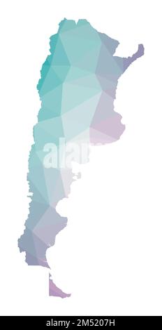 Carte polygonale de l'Argentine. Illustration géométrique du pays aux couleurs émeraude et améthyste. Carte Argentine dans le style poly bas. Illustration de Vecteur