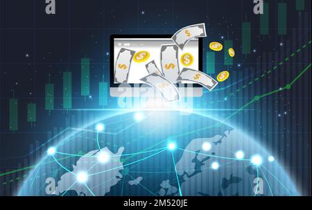 Données boursières et boursières. Bougie bâton graphique graphique graphique de la bourse d'investissement trading.bullish point, tendance de graphique d'affaires, point barbu. tendance Illustration de Vecteur