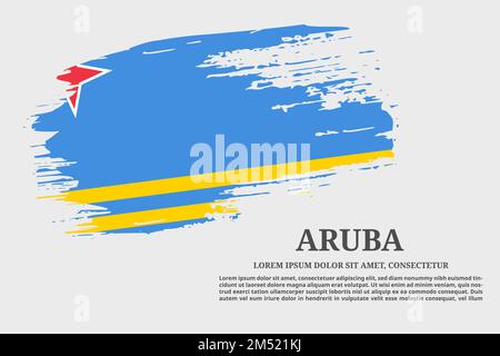 Aruba drapeau grunge pinceau et poster de texte, vecteur Illustration de Vecteur