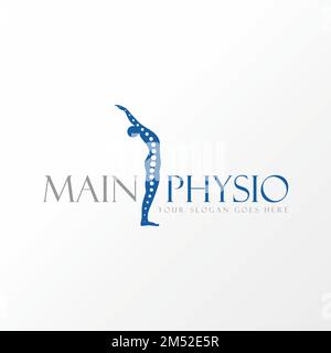 Les formes simples et uniques du corps humain contiennent squelette ou points importants graphique logo design concept vecteur stock. lié à la physiothérapie ou à la santé Illustration de Vecteur