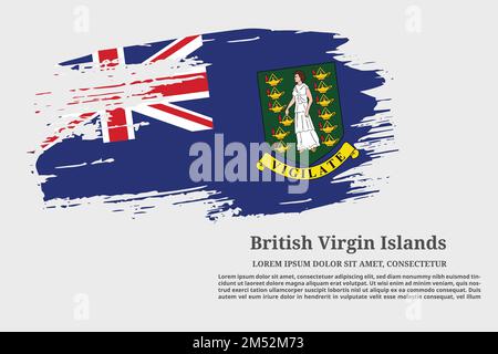 Drapeau des îles Vierges britanniques grunge pinceau et affiche de texte, vecteur Illustration de Vecteur