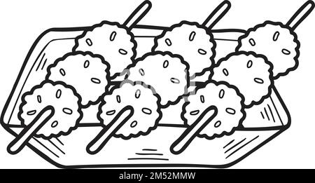 Illustration de boulettes de viande frites tirées à la main, cuisine chinoise et japonaise isolée sur fond Illustration de Vecteur