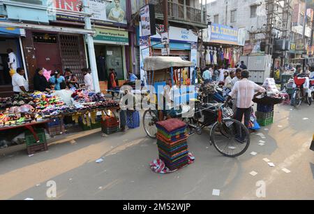 La vieille ville animée de Madurai, Tamil Nadu, Inde. Banque D'Images