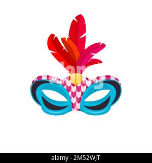Masque de carnaval vénitien peint à la main isolé sur fond blanc. Costume d'élément décoratif pour la mascarade, les fêtes et diverses célébrations. VEC Illustration de Vecteur