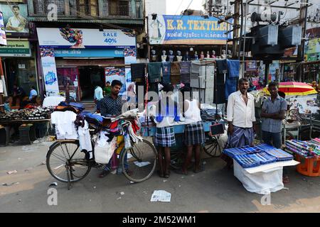 La vieille ville animée de Madurai, Tamil Nadu, Inde. Banque D'Images