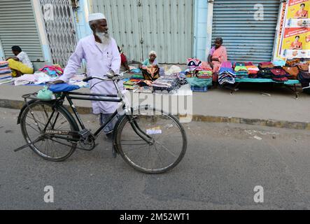 La vieille ville animée de Madurai, Tamil Nadu, Inde. Banque D'Images