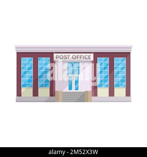 Immeuble de bureau de poste de style plat isolé sur fond blanc Illustration vectorielle. Envoi de courrier, colis, lettres, symbole pour vos projets. Illustration de Vecteur