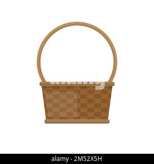Paniers vides isolés sur fond blanc illustration vectorielle. Paniers pique-nique en osier, pique-nique vacances de Pâques, contenant plus rempli, symboles pour y Illustration de Vecteur