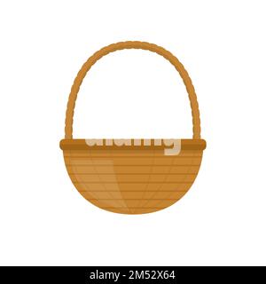 Paniers vides isolés sur fond blanc illustration vectorielle. Paniers pique-nique en osier, pique-nique vacances de Pâques, contenant plus rempli, symboles pour y Illustration de Vecteur