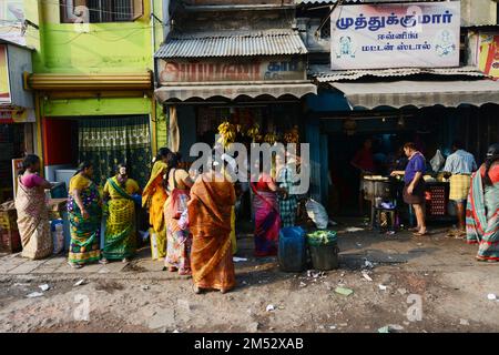 La vieille ville animée de Madurai, Tamil Nadu, Inde. Banque D'Images