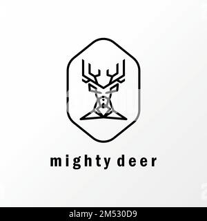 Simple et unique tête de cerf puissant en ligne image graphique icône logo design abstrait concept vecteur stock. utilisé comme symbole lié à l'animal ou à la nature Illustration de Vecteur