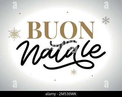 Noël,carte de voeux Buon natale.lettrage à la main en italien.lettrage de vacances.modèle de nouvel an.vecteur vintage,typographie Illustration de Vecteur