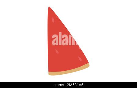 Faites glisser la clipart de pastèque mûre. Illustration d'une coupe de pastèque pelée à vecteur plat. Icône de style de dessin animé rouge simple en forme de coin de pastèque. Enfants, fruits Illustration de Vecteur