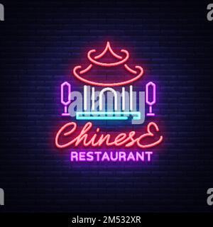 Logo De La Cuisine Chinoise Dans Un Style Néon. Enseigne Au Néon, Veilleuse  Lumineuse. Bright Publicité Au Néon Sur Le Thème De La Nourriture Chinoise  Et Asiatique, Pour Le Restaurant, Salle À