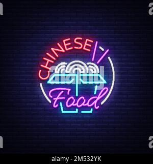 Logo De La Cuisine Chinoise Dans Un Style Néon. Enseigne Au Néon, Veilleuse  Lumineuse. Bright Publicité Au Néon Sur Le Thème De La Nourriture Chinoise  Et Asiatique, Pour Le Restaurant, Salle À