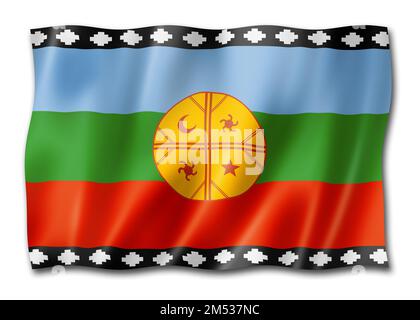 Drapeau ethnique Mapuche, Amérique du Sud. Illustration tridimensionnelle Banque D'Images