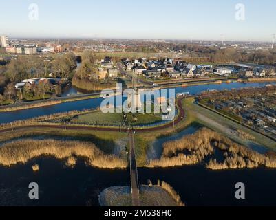 Strijkmolen E, Ouddorp, Alkmaar, pays-Bas. Moulin à polder octogonal en chêne à partir de 1630. Les moulins à repassage ne drainent pas les polissoirs, meulez le Banque D'Images