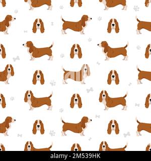 Motif chien de chien chien de race BASSET. Illustration vectorielle Illustration de Vecteur