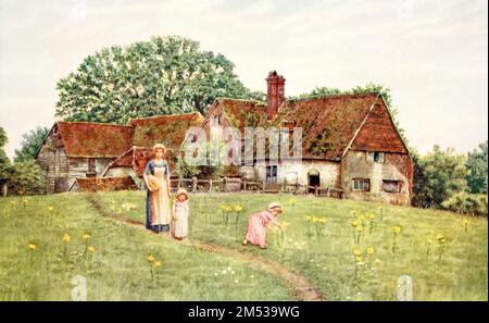 The Old Farm-House de Kate Greenaway du livre « Kate Greenaway » de Marion Harry Spielmann, 1858-1948; et George Somes Layard, publié par G.P. Les fils de Putnam à New York et A et C. Black à Londres en 1905 Banque D'Images