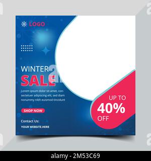 Modèle de publication sur les réseaux sociaux de la vente Winer. .Vente de Noël remise médias sociaux promotion Design. Illustration de Vecteur