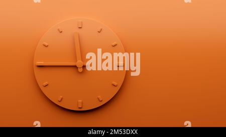 Un design minimaliste de l'horloge montrant 11:45 heures dans une couleur orange Banque D'Images