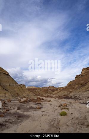 Photographie de la région sauvage de Bisti/de-Na-Zin, un magnifique site d'argile érodée et de roc Hoo doos, au sud de Farmington, Nouveau-Mexique, Etats-Unis. Banque D'Images