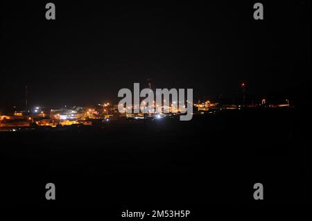 Punta de Choros, crique de pêcheur artisanal dans la nuit, Chili Banque D'Images