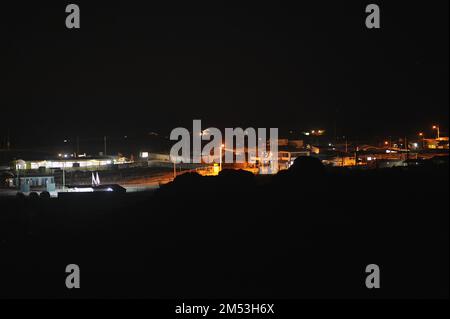 Punta de Choros, crique de pêcheur artisanal dans la nuit, Chili Banque D'Images