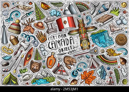 Ensemble de symboles, d'objets et d'objets traditionnels canadiens Illustration de Vecteur