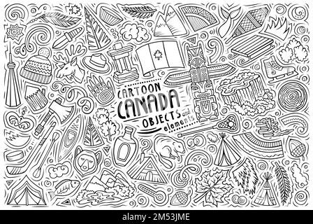 Ensemble de symboles, d'objets et d'objets traditionnels canadiens Illustration de Vecteur