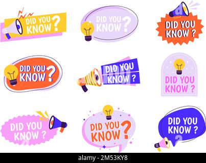 Ballons de marketing, savez-vous la conception d'autocollants. Étiquettes graphiques d'informations sur les faits. Badges publicitaires, messages de questions et de nouvelles idées, bannières typographiques vectorielles racy Illustration de Vecteur