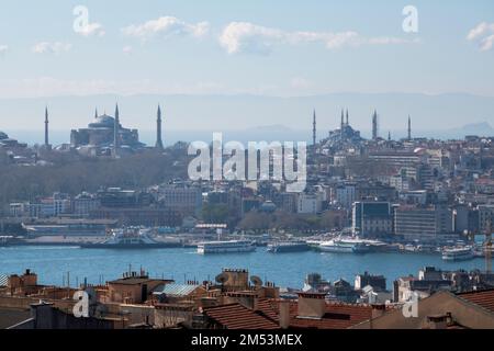 Mosquée bleue (Sultanahmet), Hagia Sophia..péninsule historique de Beyoglu , Istanbul, Turquie Banque D'Images