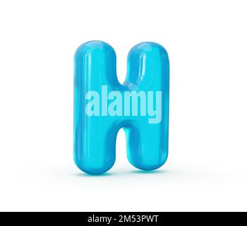 Illustration en 3D de la lettre H Aqua Blue Jelly isolée sur fond blanc Banque D'Images