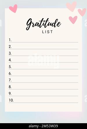 Modèle de vecteur de liste de gratitude simple et mignonne Illustration de Vecteur