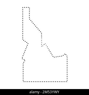 Etat de l'Idaho des Etats-Unis d'Amérique, Etats-Unis. Carte simplifiée des contours noirs épais. Illustration simple à vecteur plat Illustration de Vecteur