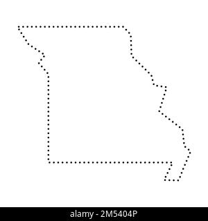 Etat du Missouri des Etats-Unis d'Amérique, Etats-Unis. Carte simplifiée des contours noirs épais. Illustration simple à vecteur plat Illustration de Vecteur