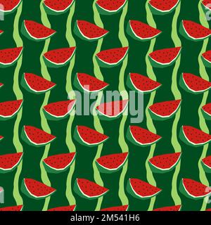 Motif sans couture avec aquarelles sur fond rayé vert. Illustration vectorielle. Illustration de Vecteur